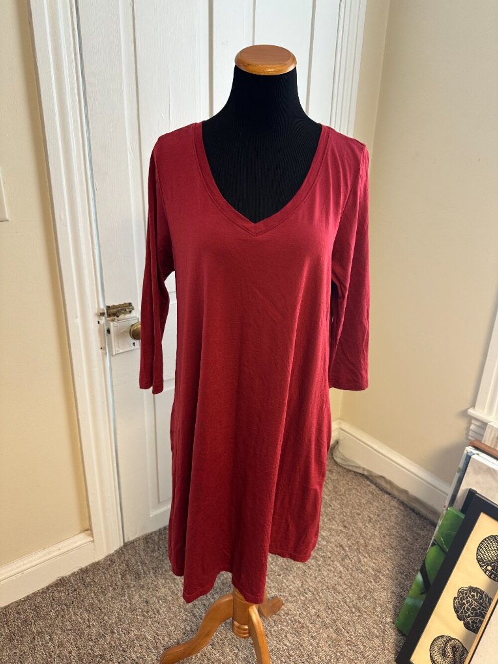 Willow Swing Dress - Red - V Neck L